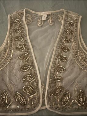 Gold sequined & studded mesh vest